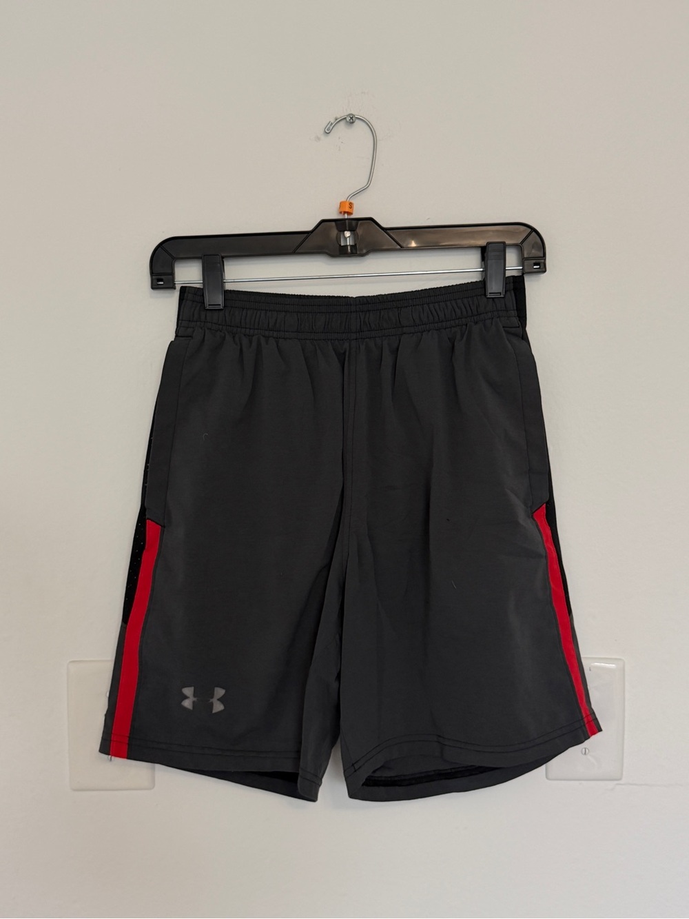 Under Armour Black Athletic Shorts with Red Side Stripes